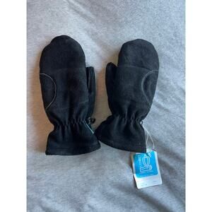 NWT kids convoy suede winter mittens juniors xs black leather lined kinco snow